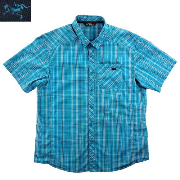 Arc'teryx Peakline Shirt Button Up Plaid Short Sleeve Stretch Men's Large - Picture 1 of 12